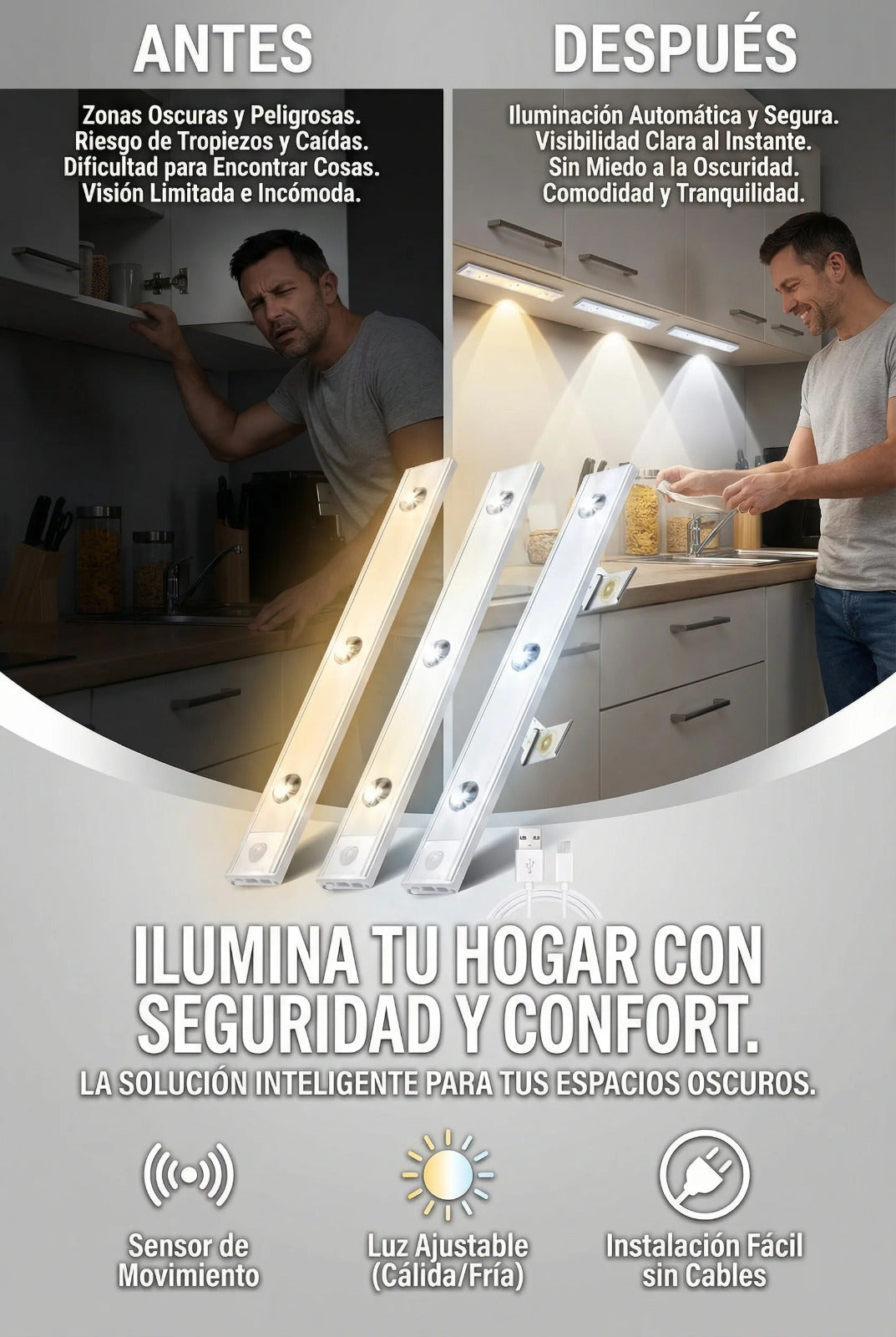 3 pz LED SENSOR DE MOVIMIENTO MAGNETIX