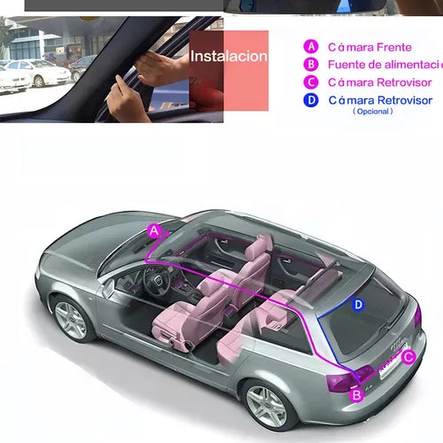 ESPEJO RETROVISOR CON CAMARA FRONTAL Y REVERSO